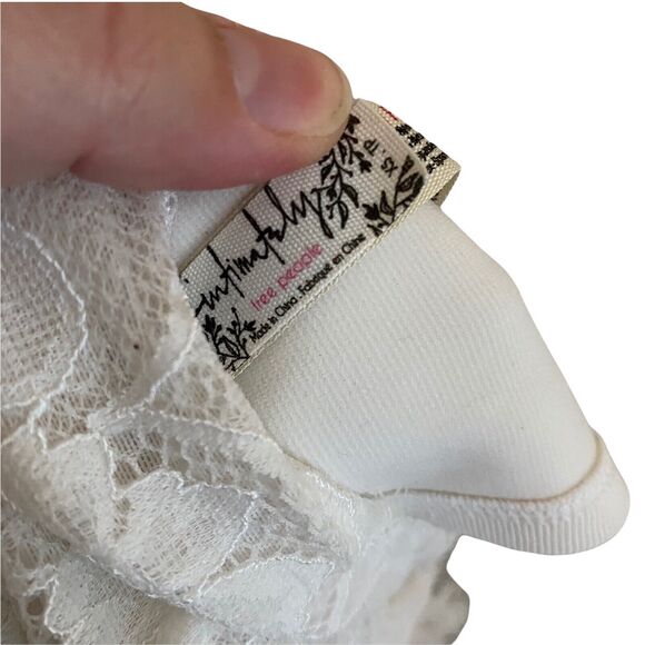 Free People XS Bralette Bianca Long Line Underwire Bra Ivory Lace Cups - Picture 2 of 10